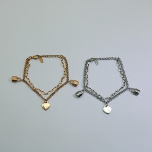 silver and gunmetal black multi layer chain bracelet